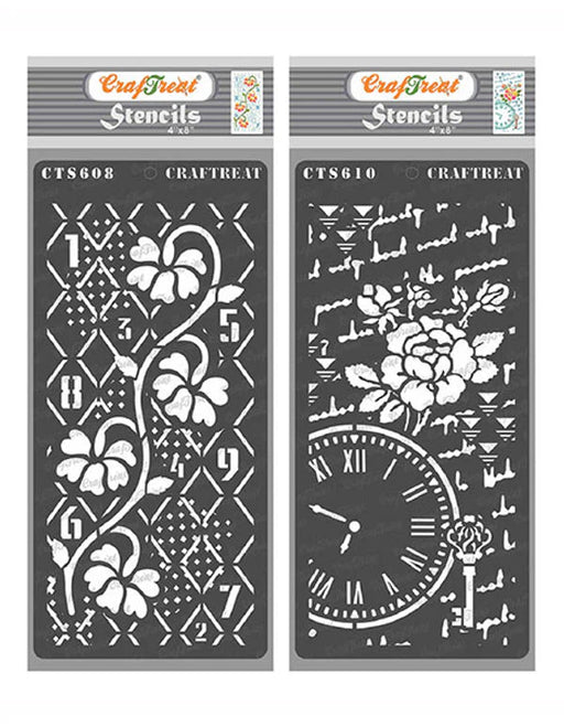 CrafTreat Flower Medley and Clock Rose StencilCTS608nCTS610