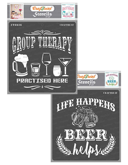 CrafTreat Group Therapy and Beer Helps StencilCTS636nCTS637