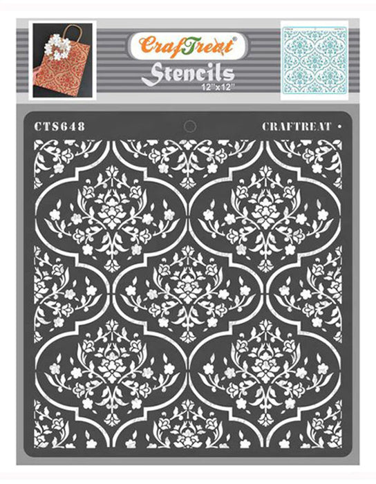 CrafTreat Floral Trellis Wall Stencil 12x12 Inches for Floral Decoration