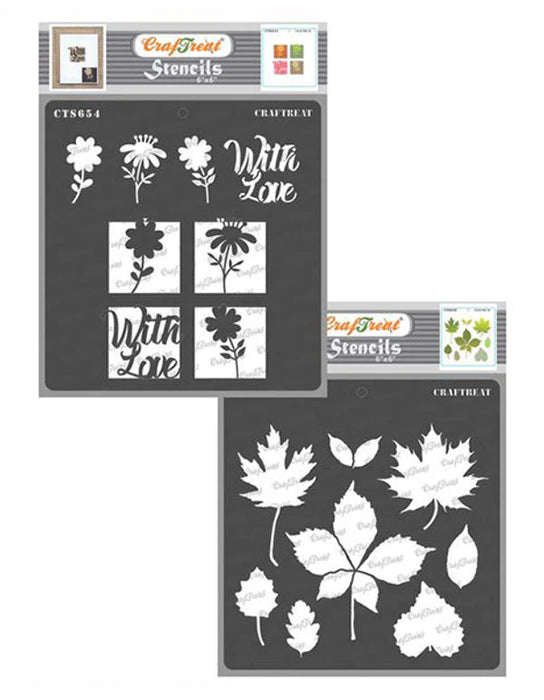 CrafTreat Flowers with love and Autumn Leaves StencilCTS654nCTS656