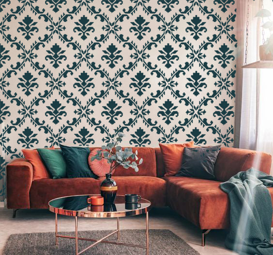Oversize Damask Repeat Stencil Large Damask Stencil | Killer Zebras