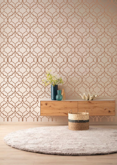 CrafTreat Large Trellis Pattern wall stencil for Paintings | Scandinavian, Geometric stencil for walls | Geometric pattern | Damask stencil 23x23 Inches