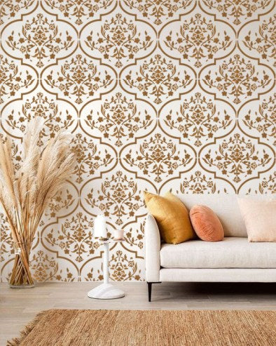 CrafTreat Trellis Flower Pattern Stencil for Paintings |Scandinavian and Damask stencils for wall |Stencil Geometric | Pattern Stencil 23x23 Inches