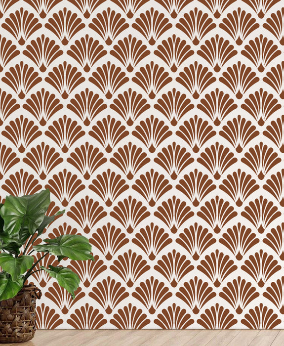 CrafTreat Large Sea Shell Pattern Wall Stencil For Wall Paintings | Background Pattern Stencil | Geometric Stencil Design