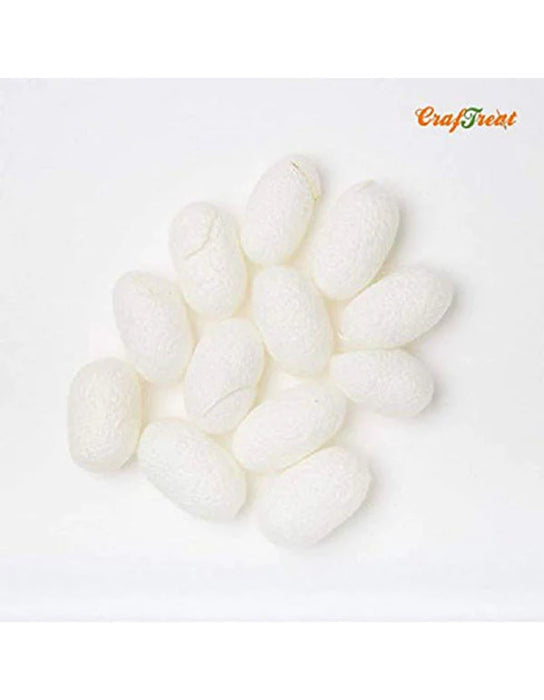 White Silk Worm cut Cocoons 60 pcs