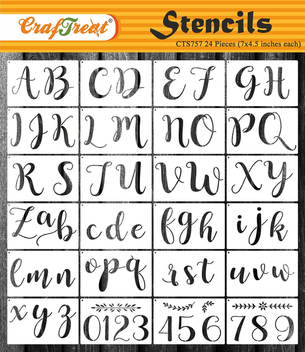 20 Stencils Set Alphabet Letters Numbers for Art and Craft DIY, Face Paint, 4x7