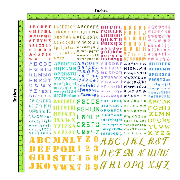 CrafTreat Alphabet letter Stencil Set Colored Version 12 pcs cts756