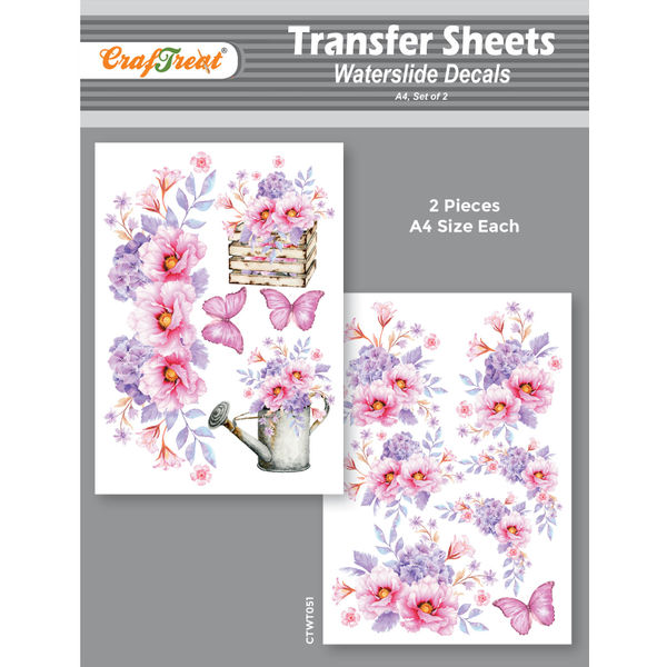 Craftreat Water Transfer Sheet Beautiful Flowers 2 A4