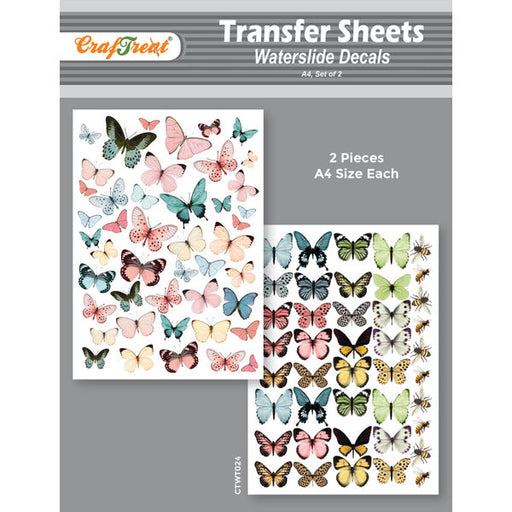 Craftreat Water Transfer Sheet Butterflies and Bees A4