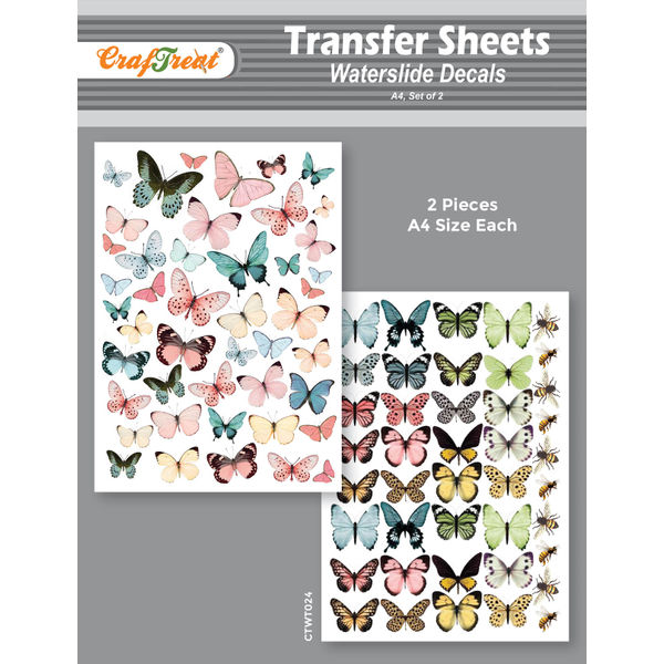 Craftreat Water Transfer Sheet Butterflies and Bees A4