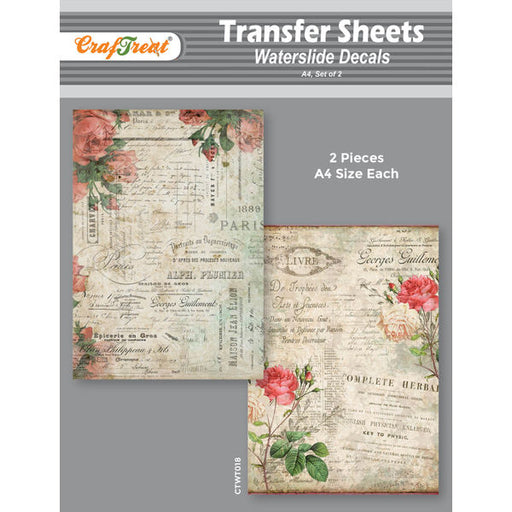 Craftreat Water Transfer Sheet French Floral 1 A4