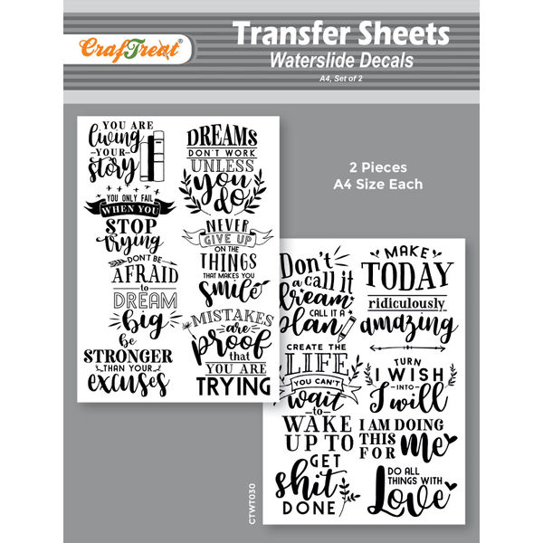 Craftreat Water Transfer Sheet Inspiring Quotes 1 A4