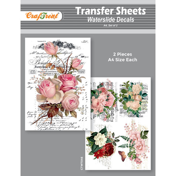 Craftreat Water Transfer Sheet Vintage Flowers 1 A4
