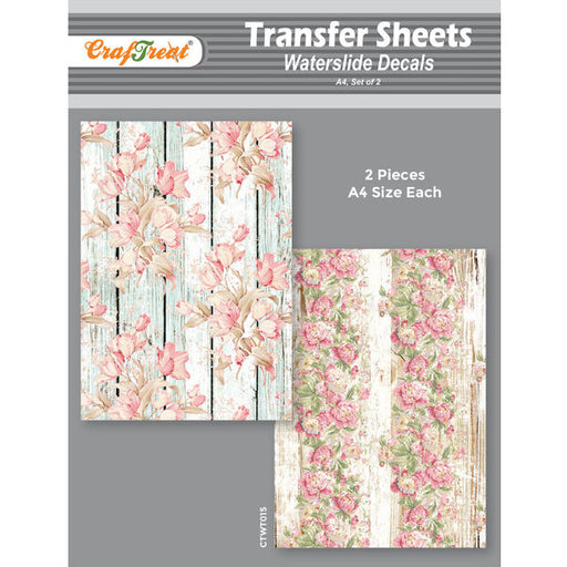 Craftreat Water Transfer Sheet Wood florals A4
