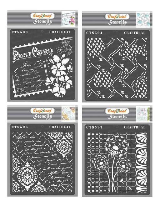 CrafTreat Carte Postale and Grunge Damask and Dandelion Love and Weaves and Diamonds 6x6 InchesCTS593n596n597n594