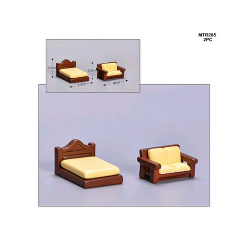 DIY Modern Miniature Cream - Bed & Sofa M TR285