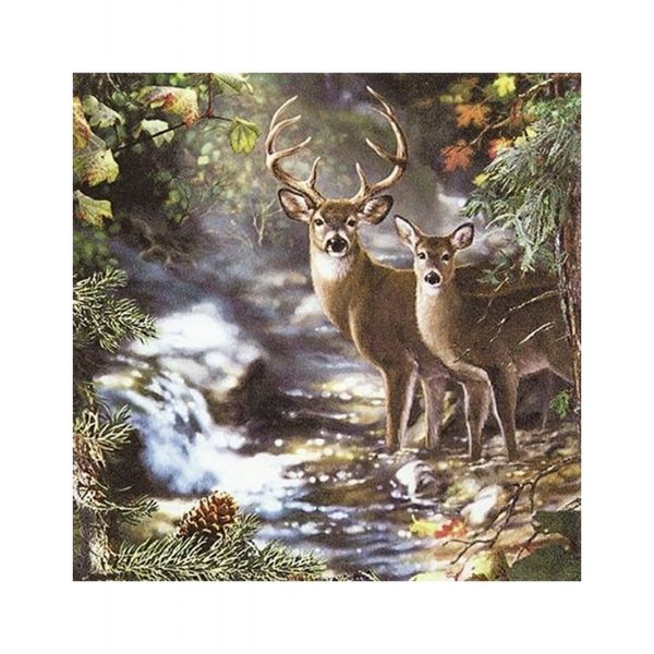 Decoupage Napkin Deers On a Creek 211440
