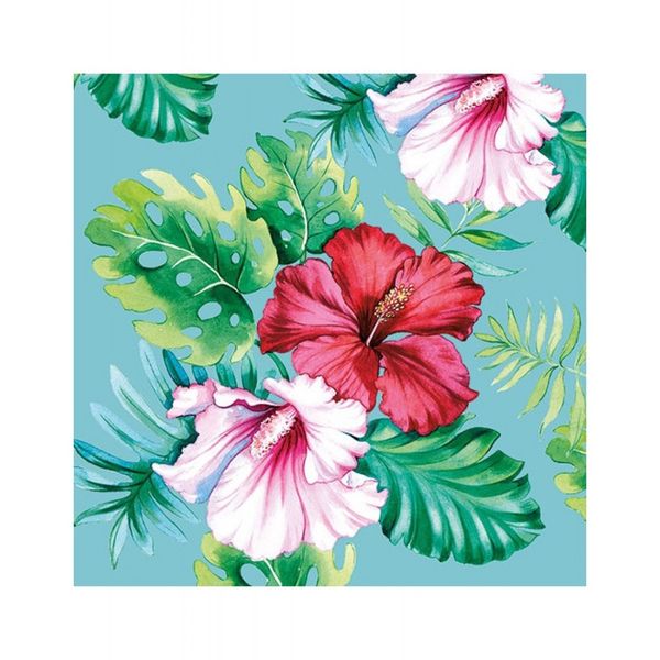 Decoupage Napkin Hibiscus Floral Petrol 13313146