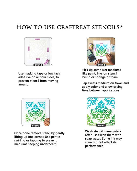 CrafTreat Enclosed Patterns Stencil 6x6 Inches