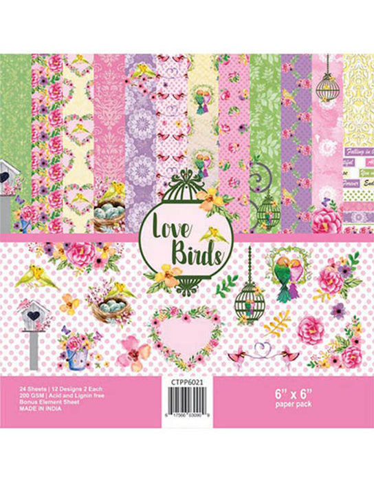 CrafTreat Love Birds 6x6 Valentine Paper Craft for album making