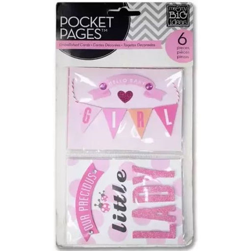 Me & My Big Ideas Pocket Pages Themed Embellished Cards - Hello Baby Girl T P CE0-04