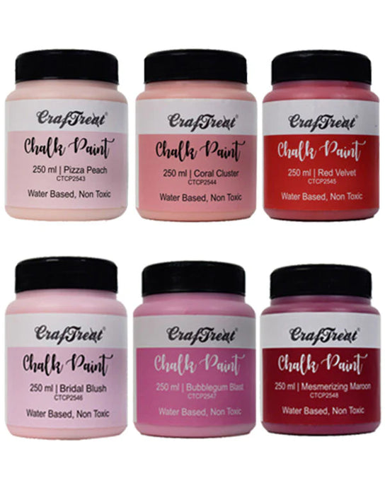 CrafTreat Pink Red Family 250mlChalk Paint Set