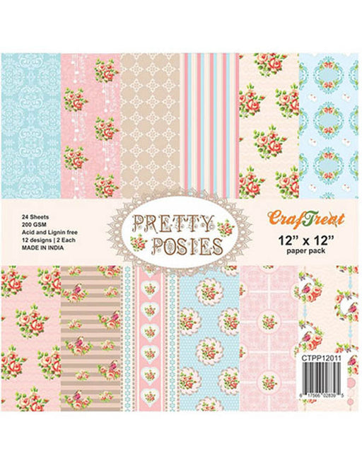 CrafTreat Pretty Posies Paper Pack 12x12 InchesCTPP12011