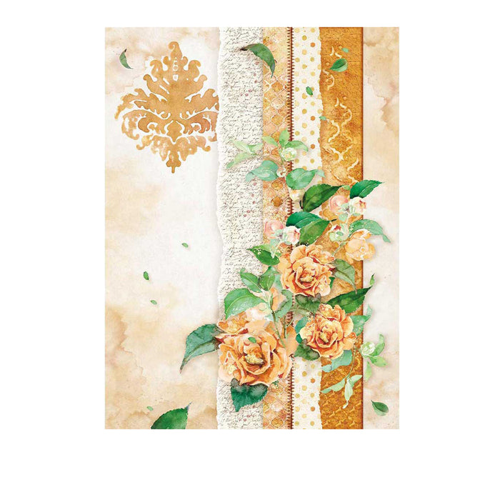 Stamperia Rice papers - Flowers for you ocher