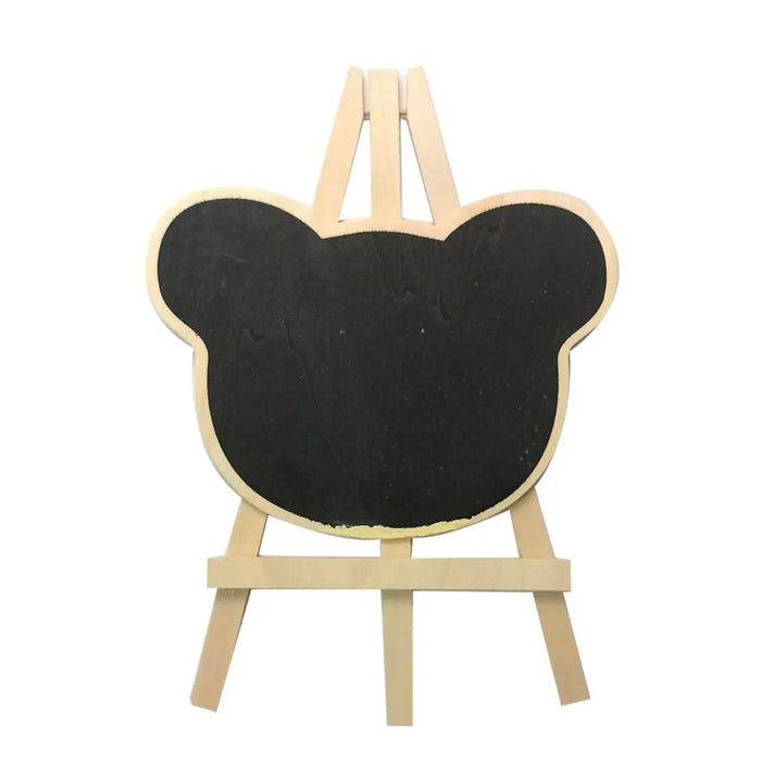 Teddy bear Face - Mini Wooden Chalk board Canvas with Stand
