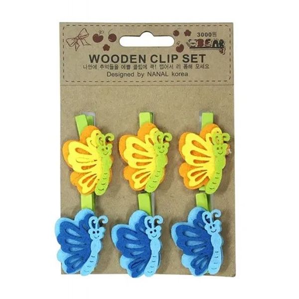 Wooden Clip Set  Colorful ButterfliesWCS3000 -7