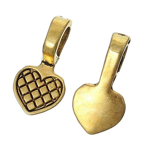 antique gold glue on bail heart