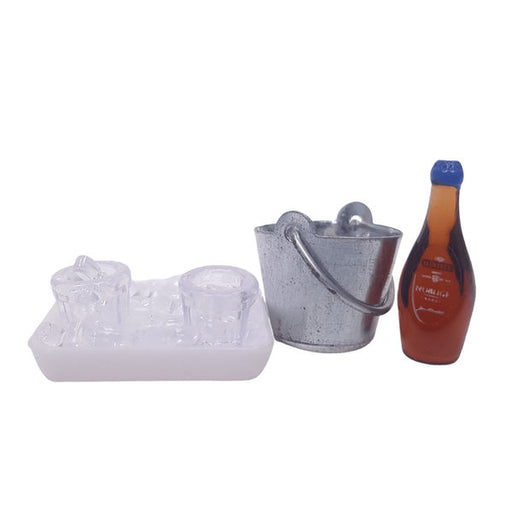 Artificial Miniature Wine Bottles+Cup +Ice cubesR A W MI-072