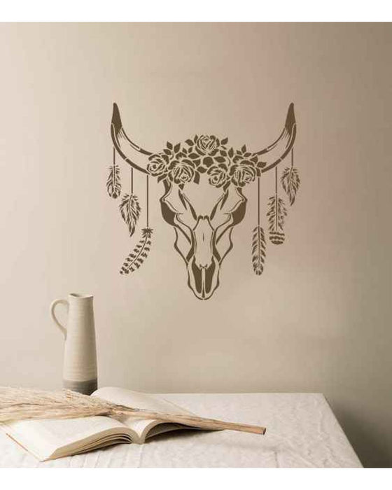 CrafTreat Bull Head Wall Stencil Decor | Animal Stencils | Bull Skull Stencil for Wall Pantings| Decorative Cow|Bull Head Stencil 23x23 Inches