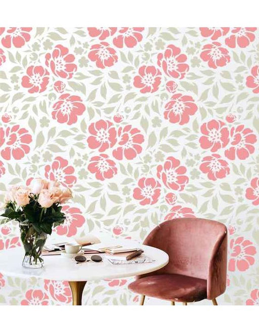 CrafTreat Flower Pattern Stencil for Painting | Large Floral Wall Pattern Design for Walls | Background Floral Stencil Design CTWS020