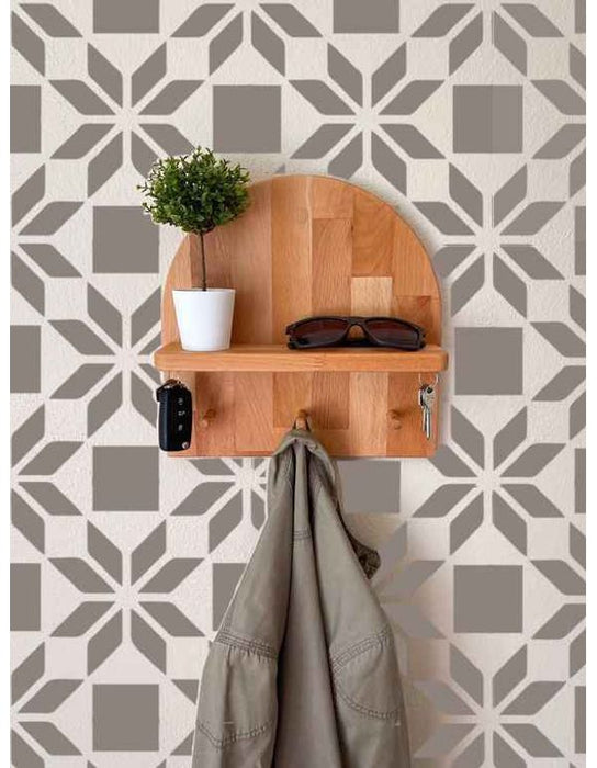 CrafTreat Large Flower Tile and Scandinavian Stencil for Tiles |Floors, Stencil Geometric| Pattern Stencil |Wall Stencil for Paintings 23x23 CTWS019