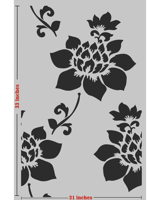 CrafTreat Large Flower Wall Stencil for Paintings |Reusable Floral stencils, Paintings on Walls, Floor, and Wood Designing 35x23 Inches