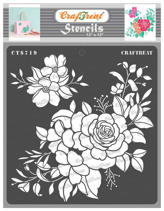 craftreat rose blooms stencil 12x12 inches