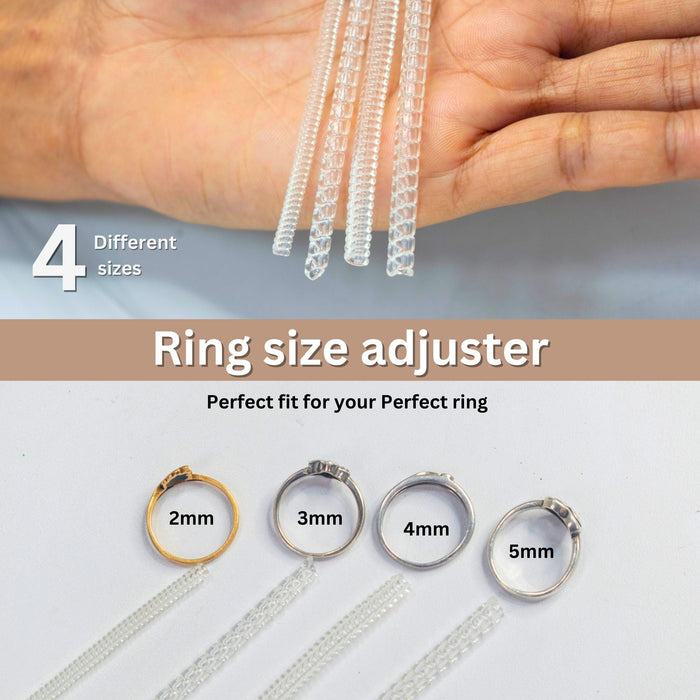 CrafTreat Ring Size Adjuster is a transparent silicone ring guard that fits  2mm, 3mm, 4mm, and 5mm ring bands. —