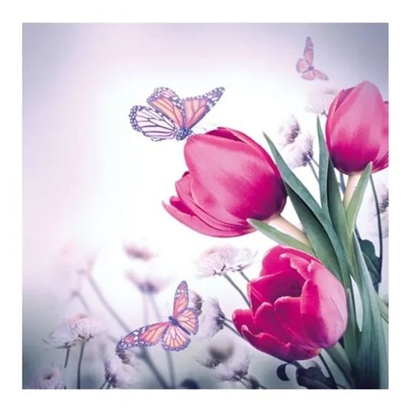decoupage napkin butterfly tulips
