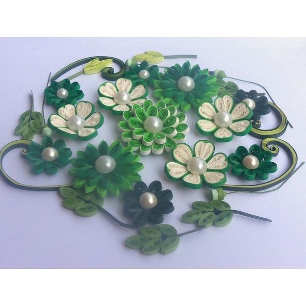 handmade quilled flowers green