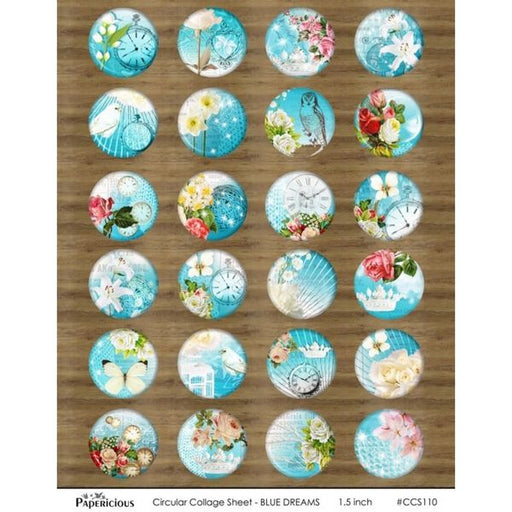 papericious circle collage sheets blue dreams