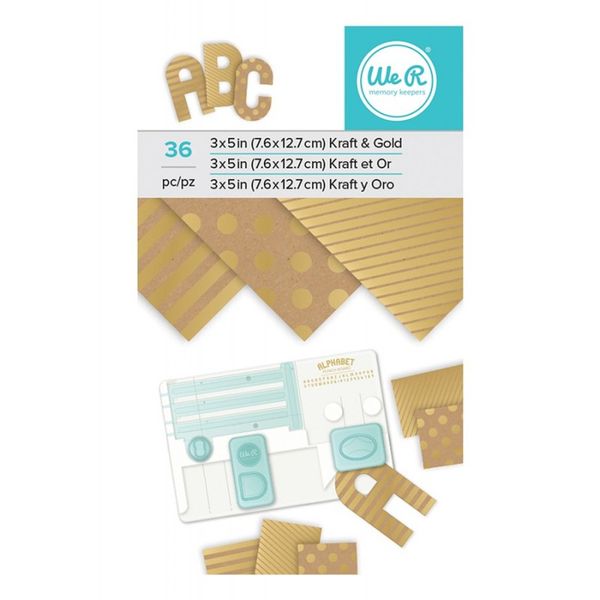 we r memory keepers 3 x 5 paper pad kraft with gold foil
